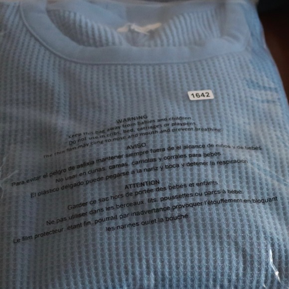 LL Bean Signature Women Blue Waffle Knit Thermal Long Sleeve Crewneck Top Size L - Picture 11 of 11